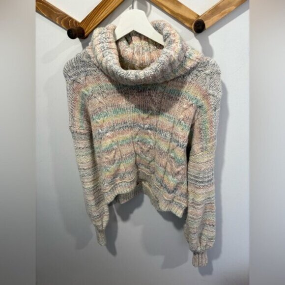 Free People Popsicle Marled Turtleneck Pullover Sweater Size M - Picture 2 of 9